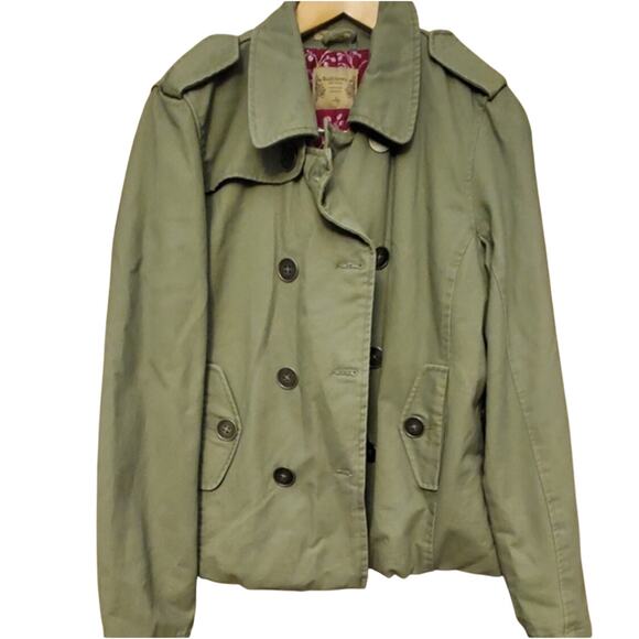 Ruffhewn Utility Jacket Women’s XL Green Double Breasted Military Style Lined - Picture 1 of 14